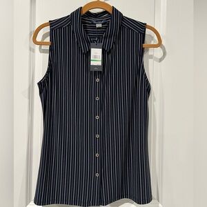 NWT Tommy Hilfiger Women’s Navy and White Striped Blouse Size L